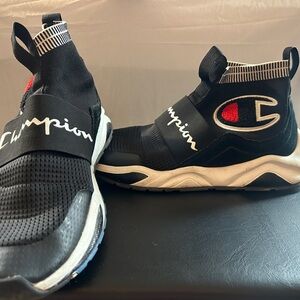 Champion Kids Black Sneakers with Red Accents